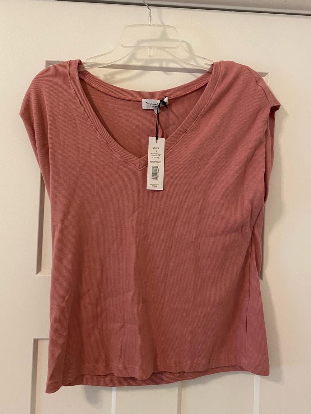 Michael Stars V Neck Power Shoulder Tati Tee
